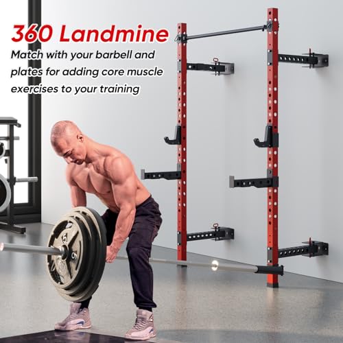 QSNSILK Folding Squat Rack Wall-Mounted Power Cage with Pull-up Bar, 1000LBS Capacity W891961