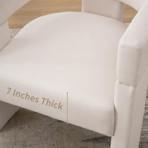 Shunzhi Modern Barrel Accent Chair Linen Upholstered Beige R64554