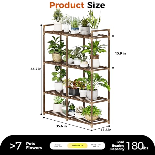 Bamworld Plant Stand Indoor Outdoor Wood Plant Rack 3 Tier Ladder D51744