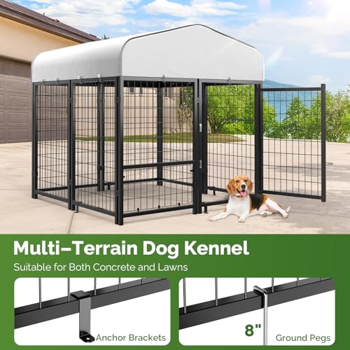 SINO LUBAN Outdoor Dog Kennel with Doggy Door, Heavy Duty Large Dog Pen E5768