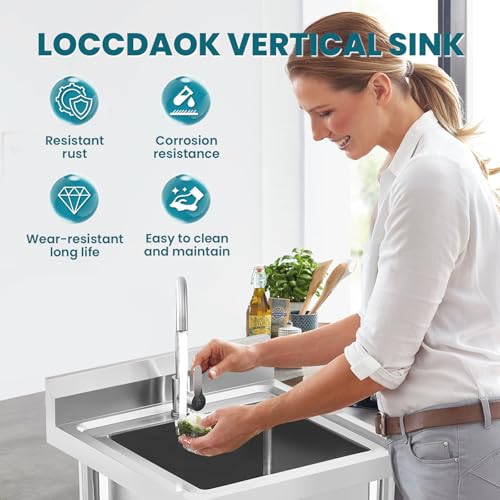 Stainless Steel Free Standing Utility Sink Single Bowl with Hot Cold Pipe R683