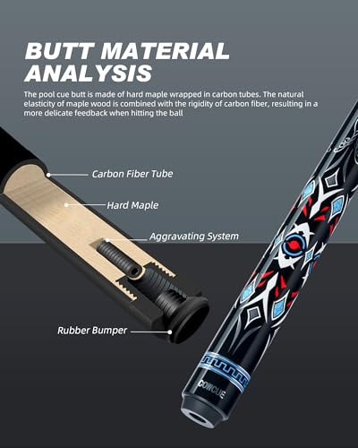 CRICAL Carbon Fiber Pool Cue Stick 58" with 12.5mm Tip J317692