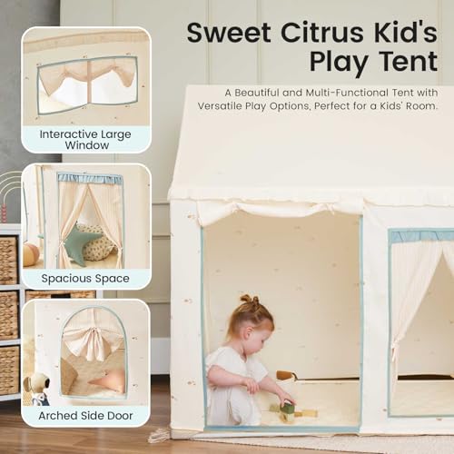 Tiny Land Kids Play Tent with Padded Mat & LED Lights, Indoor Playhouse for Toddlers G6025