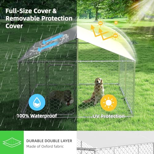 Outdoor Dog Kennel Heavy Duty with Waterproof Cover and Lock Q463