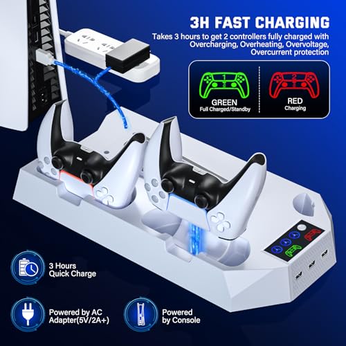PS5 Slim/Pro Cooling Station with Controller Charger, White M8682