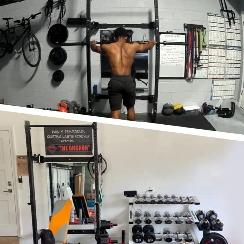 PRx Performance Wall Mounted Folding Power Squat Rack with Pull Up Bar, Black S87608