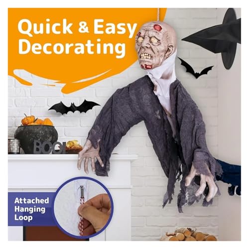 Halloween Hanging Zombie Outdoor Prop with Flowing Robe Q777126
