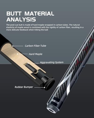 CRICAL Carbon Fiber Pool Cue Stick 58" with 12.5mm Tip J317692