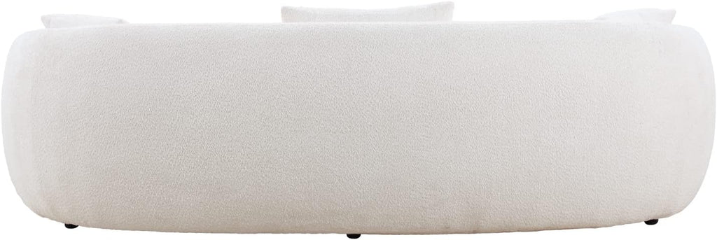 Curved Boucle Upholstered Cloud Couch with 3 Throw Pillows, Beige O9888