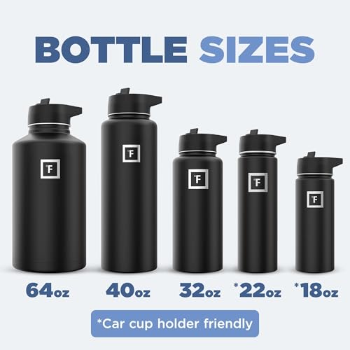 IRON °FLASK Stainless Steel Insulated Water Bottle with 3 Lids, 40 oz U19688