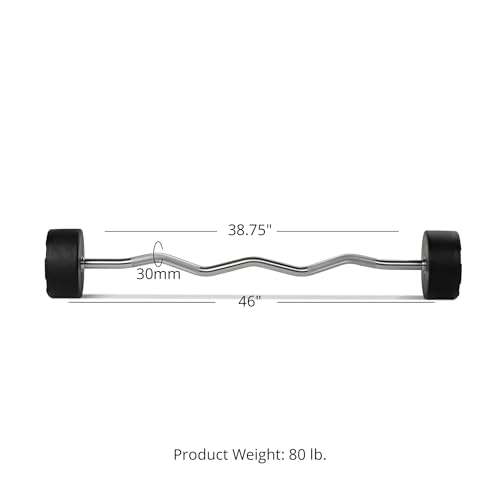 Titan Fitness Rubber Curl Fixed Barbells, Pre-Loaded Weight Bar Y406