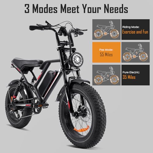 S8 Electric Bike for Adult, 1000W 20" Fat Tire, Removable Battery, 7-Speed G502644