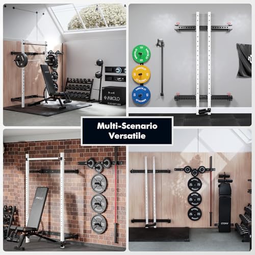 Mikolo 2" x 2" Folding Wall Mounted Squat Rack with Pull Up Bar, 1000 lbs Capacity W88407