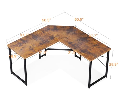Casaottima L Shaped Gaming Desk Corner Desk for Home Office, 51 Inch, Black M173778
