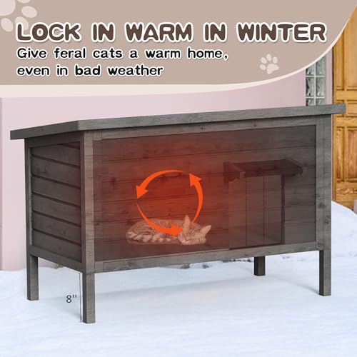 Outdoor Cat House Insulated Wooden Shelter for Multiple Cats K816912