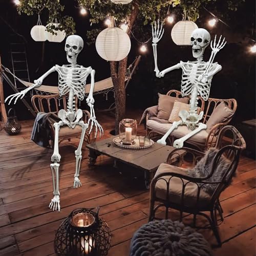 Wocst 5.4Ft Poseable Halloween Skeleton with Movable Joints G229