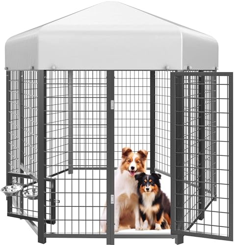 SINO LUBAN Outdoor Dog Kennel with Doggy Door, Heavy Duty Large Dog Pen E5768