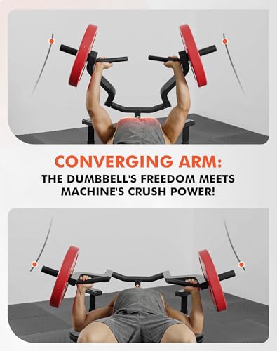 GMWD Chest Press Machine 1050LBS with Independent Converging Arms, Adjustable Bench U29223