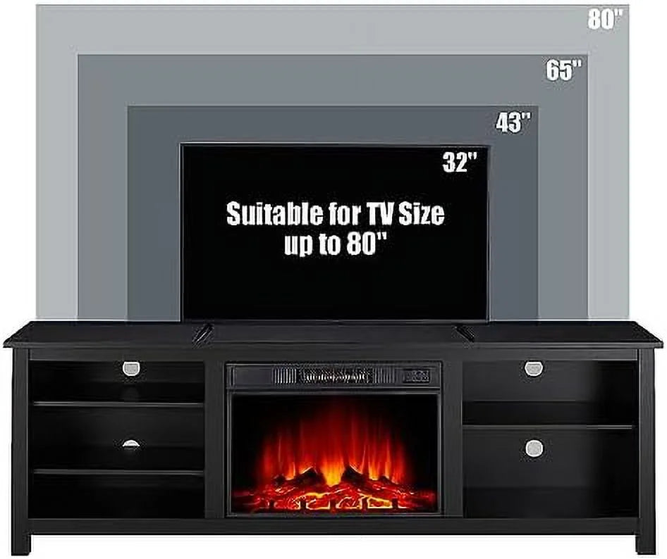 KHBIULIFE Fireplace TV Stand Wood Texture Entertainment Center with Electric Fireplace J405