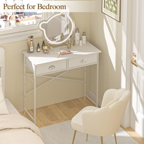 White Vanity Desk with Drawers for Kids Bedroom, 31.5 Inch J2831
