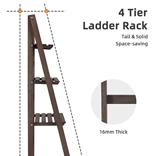 unho 4 Tier Plant Stand Tall Ladder Shelf Wooden Display Rack Q41622