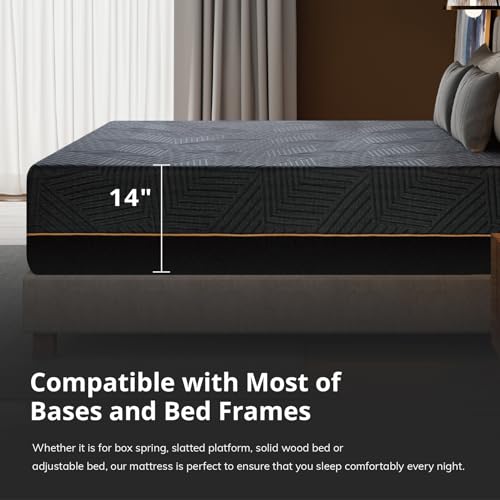 EGOHOME 14 Inch King Size Memory Foam Mattress, Cooling Copper Gel, Medium Firm L623776