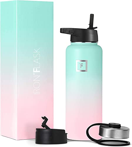 IRON °FLASK Stainless Steel Insulated Water Bottle with 3 Lids, 40 oz U19688