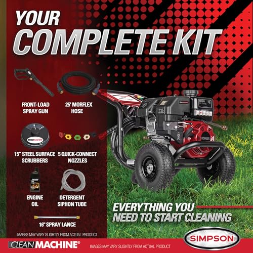 Simpson Cleaning 3400 PSI Gas Pressure Washer, 2.5 GPM, CRX Engine, 25-Foot Hose K189