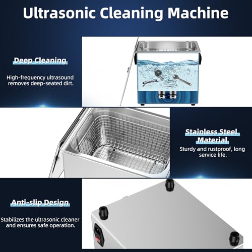 Ultrasonic Cleaner 2L with Heater & Timer, 40kHz SUS 304 Stainless Steel K9648