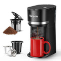 Mini Single Serve Coffee Maker for K Cup & Ground Coffee, Black D139279