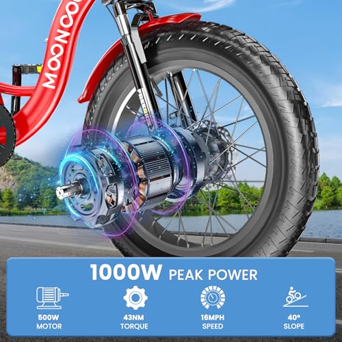MOONCOOL Electric Tricycle for Adults 350W 36V Removable Battery 7 Speeds P222040
