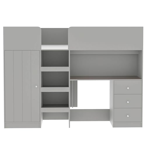 Harper & Bright Designs Full Loft Bed with Desk and Storage, Gray K73009