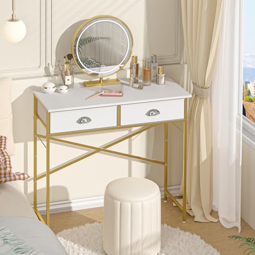 White Vanity Desk with Drawers for Kids Bedroom, 31.5 Inch J2831