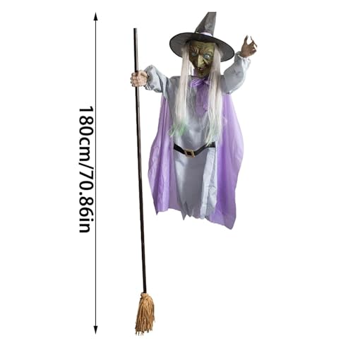 6FT Animated Flying Witch Halloween Decor with Sounds and Lights E809