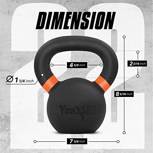 Yes4All Powder Coated Cast Iron Kettlebell Weight Set for Home Gym N15817