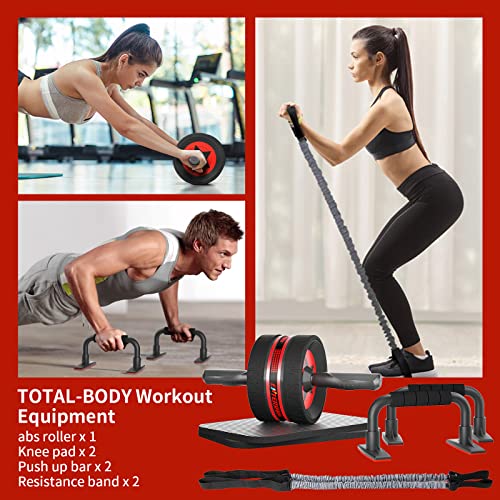 Ab Roller Wheel Kit with Push Up Bars, Resistance Bands, Knee Mat N9904