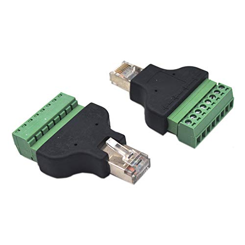 2-pack RJ45 Ethernet to AV 8 Pin Screw Terminal Adapter J39558