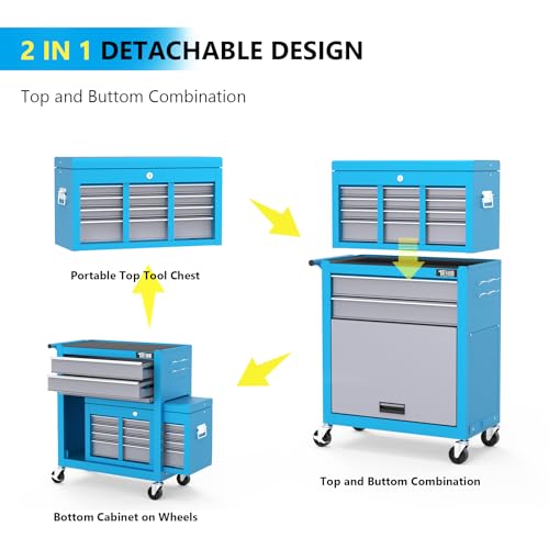 TUFFIOM 5-Drawer Rolling Tool Chest with Lockable Wheels X4579