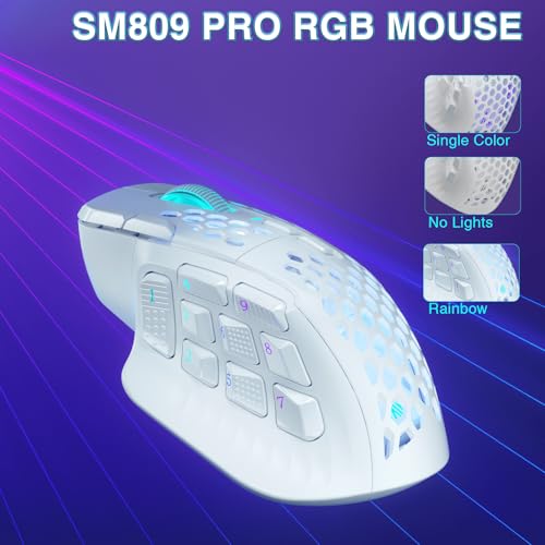 SM809 Pro Wireless MMO Gaming Mouse 24000 DPI Triple Connectivity RGB Black A4613