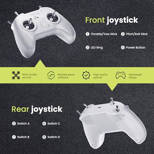 STARDRONE S8 RC Flight Simulator Controller 8 Channels FPV Remote, Mode 2, White L38110