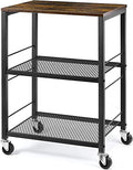 LIANTRAL 3 Tier Rolling Cart, Brown Kitchen Storage Cart on Wheels M635