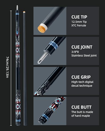 CRICAL Carbon Fiber Pool Cue Stick 58" with 12.5mm Tip J317692