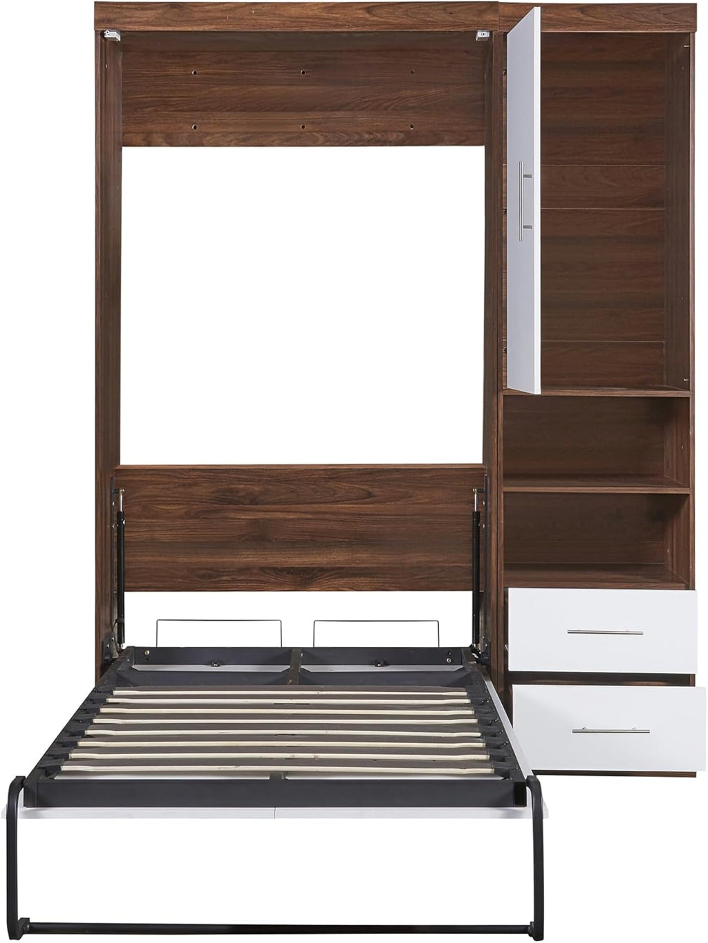 Twin Size Murphy Bed Wall Bed with Cabinet, White U71858