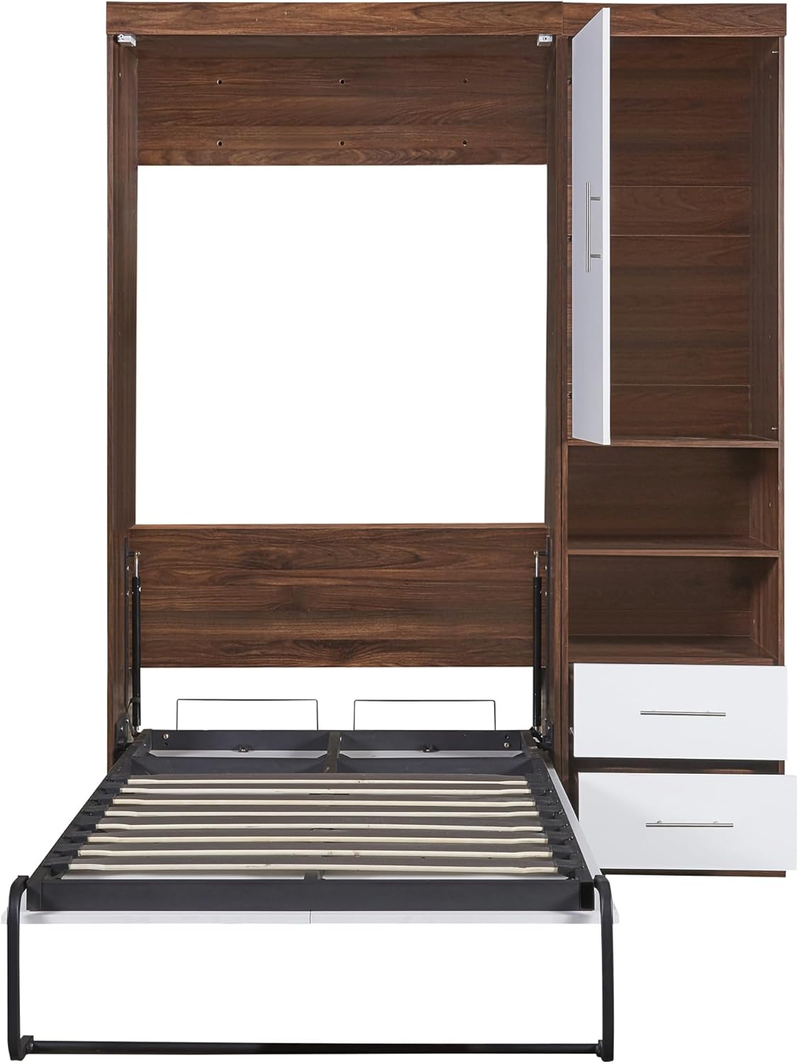 Twin Size Murphy Bed Wall Bed with Cabinet, White U71858