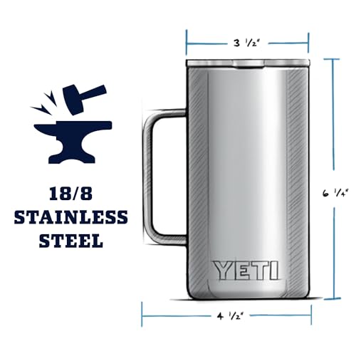 YETI Rambler 24 oz Mug, Stainless Steel, Vacuum Insulated N160