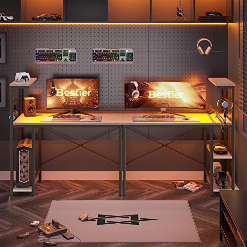 Bestier Gaming Desk with LED Lights, 51.3 Inch Computer Desk Q970