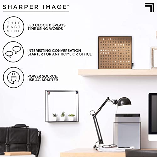 Sharper Image LED Light-Up Word Clock, Modern Electronic Desk & Wall Clock H8234