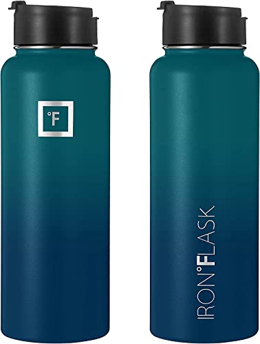 IRON °FLASK Stainless Steel Insulated Water Bottle with 3 Lids, 40 oz U19688