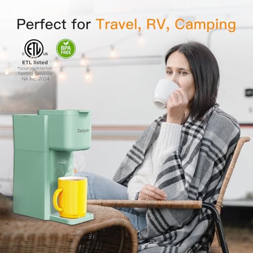 Mini Hot and Iced Coffee Maker Single Serve for K Cup and Ground, Classic Black O715039