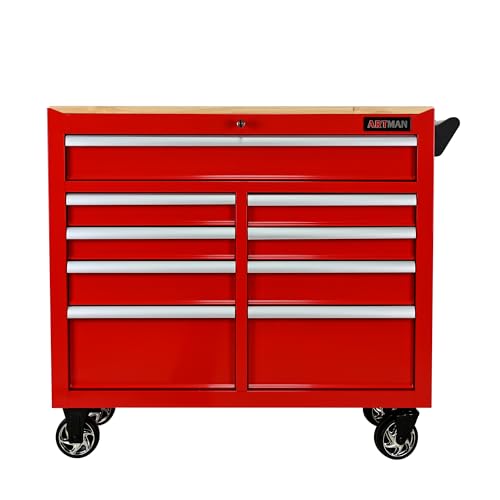 Heavy Duty 9-Drawer Rolling Tool Chest with Wood Top, Black K54490